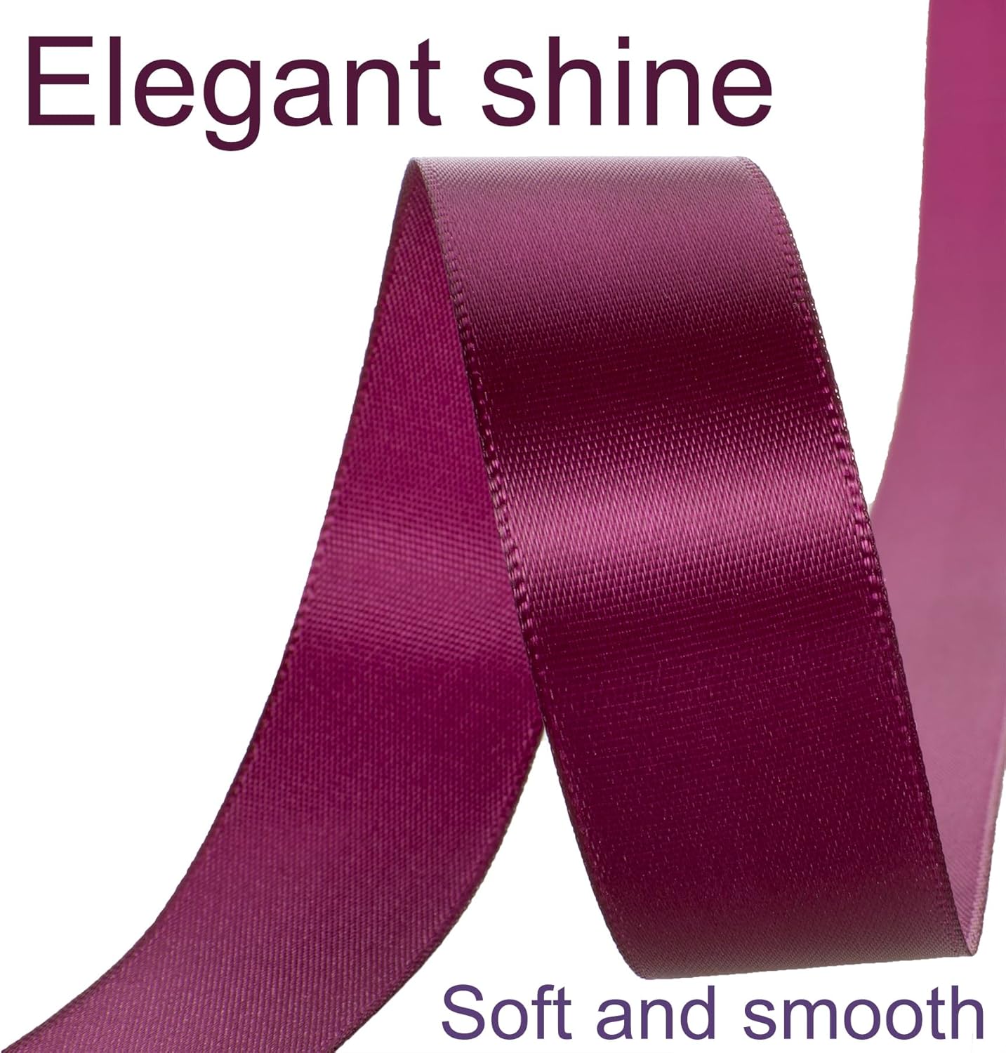 1 Inch Wine Ribbon, 50 Yards Craft Polyester Satin Ribbon Perfect for Gift Wrapping, Handmade Roses, Wedding Party Decorations and DIY Crafts