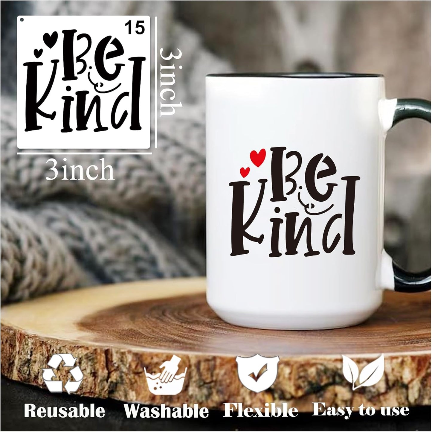 65Pcs Small Stencils for Painting on Wood Reusable, 3 Inch Reusable Stencil for Craft Ornament Paint Template Stencils for Wall Card Rock Wood Signs Coasters Canvas Home Decor (Bible Words)