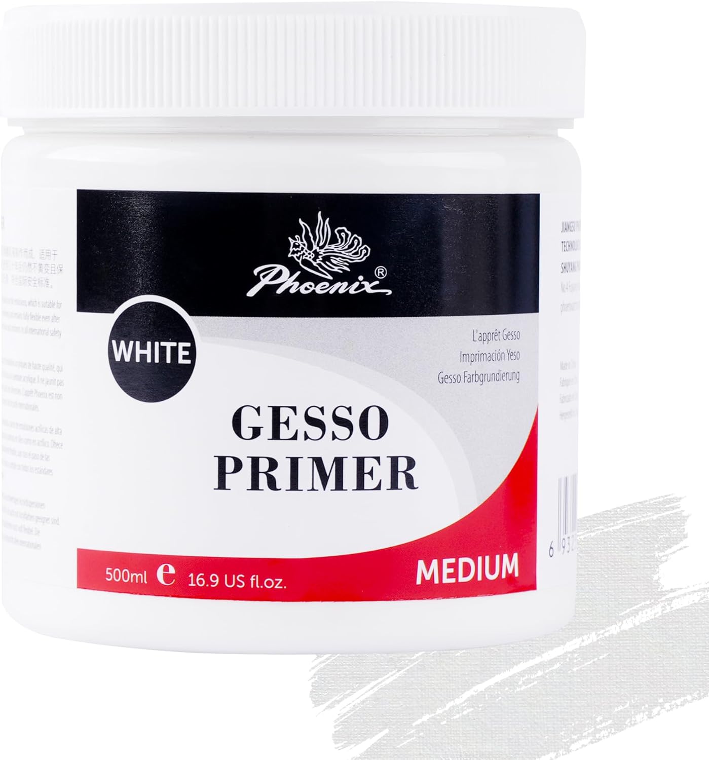 PHOENIX White Gesso Primer - 16.9 Fl oz. / 500ml White Gesso for Canvas Surface Prep Medium for Oil Acrylic Paints