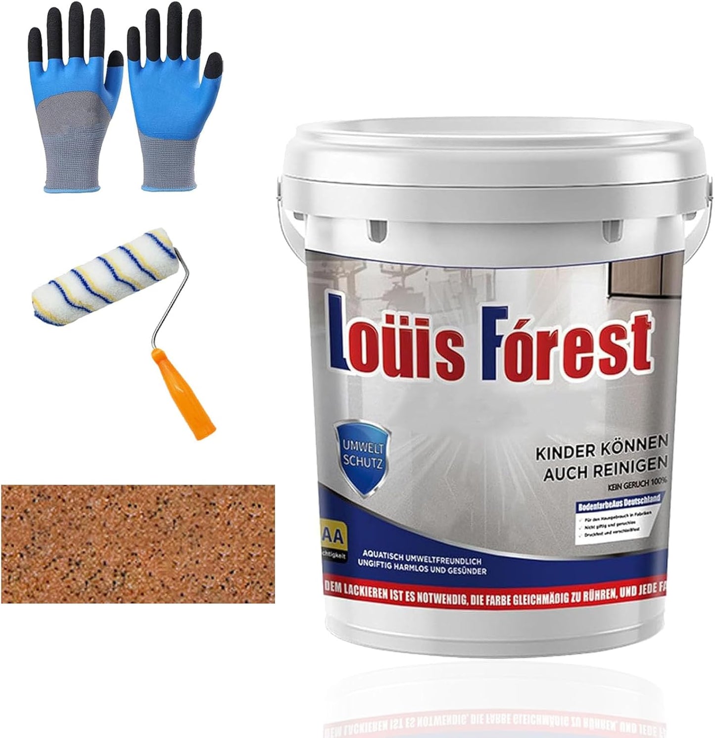 Louis Forest Epoxy Floor Paint, High-Gloss Marble Effect Coating, Epoxy Colored Sand Floor Paint, Wear-Resistant and Non-Slip for Indoor Outdoor (1KG-Orange)