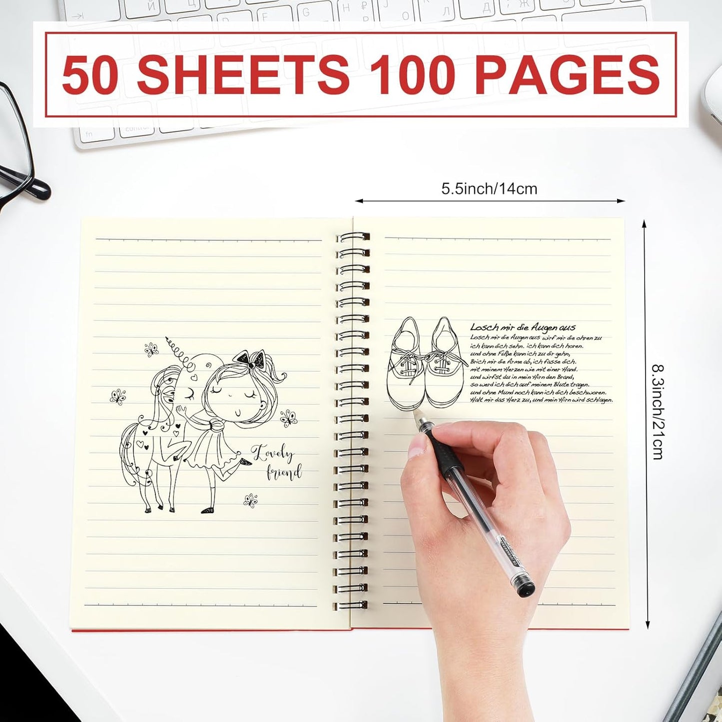 Yahenda 36 Pcs Spiral Notebook Bulk A5 Journal Lined 8.3'' x 5.5'' Writing Composition Paper Small Notepad Subject Notebook for Students Office Business Back to School Supplies (Red)