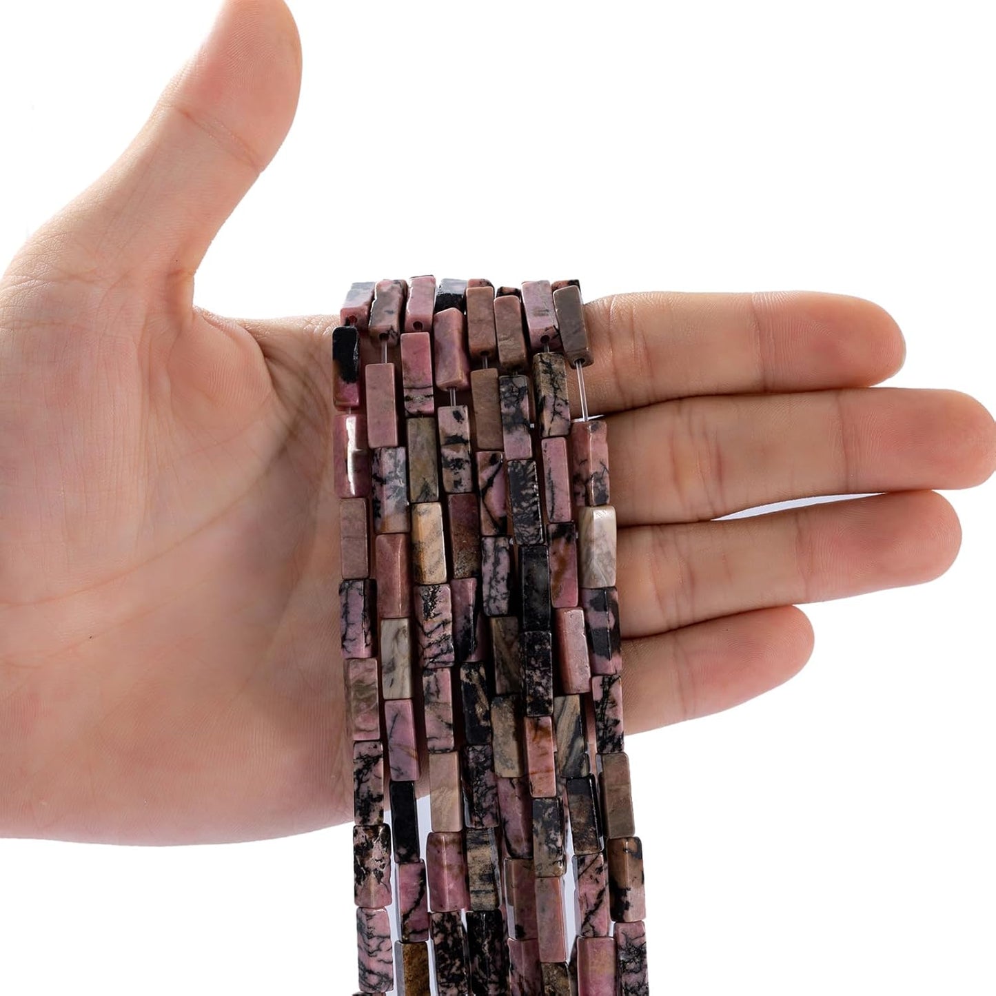 Natural Rhodochrosite Rectangle Tube Beads 4x13mm 38cm/str Loose Semi Gemstone Stone Beads for Making Bracelets Necklace Earrings