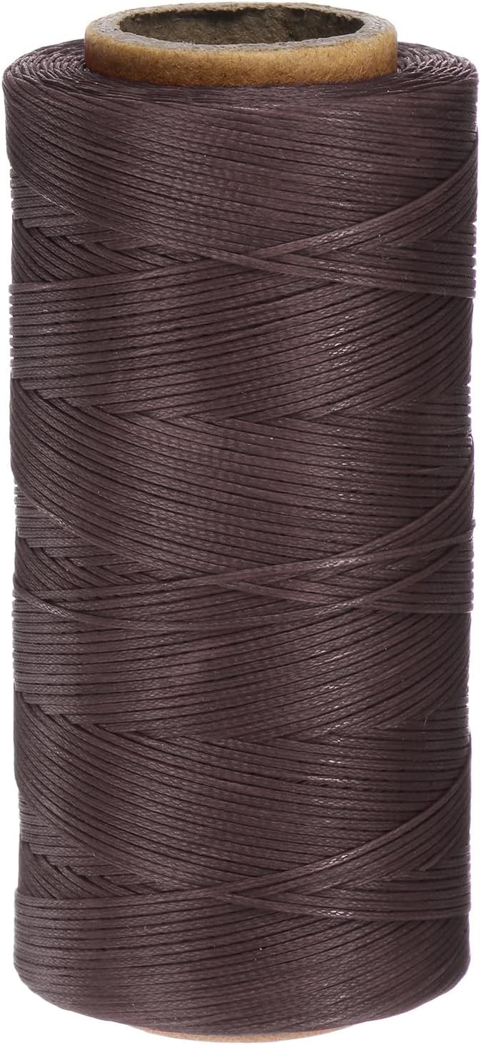 uxcell 150D 0.8mm Flat Waxed Thread 284 Yards Polyester Leather Sewing Waxed String Hand Stitching Waxed Cord for Leather Stitching Sewing Bookbinding DIY Craft Rosewood Color