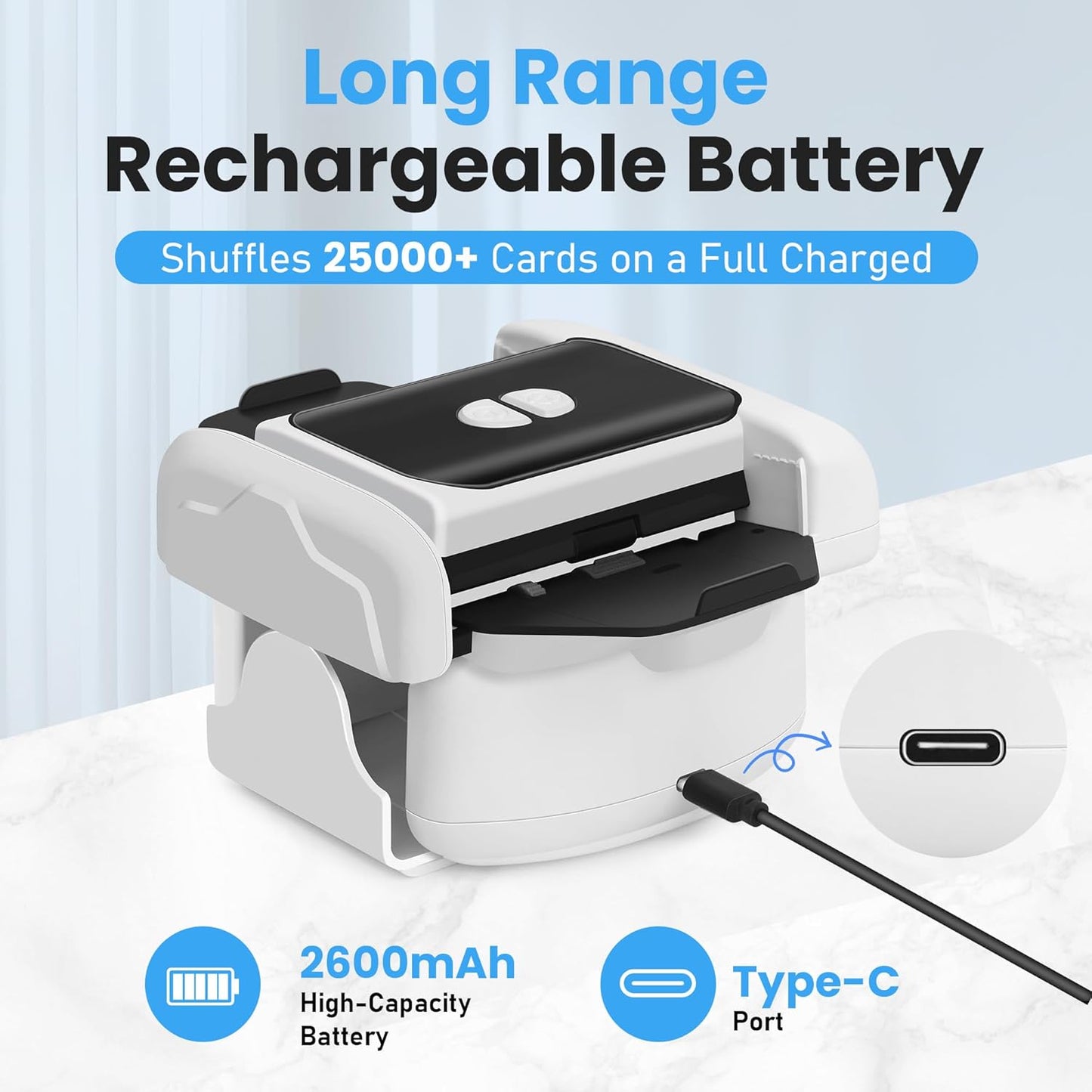 Neasyth Automatic Card Shuffler for 1-2 Decks, Playing Cards Shuffler Machine Rechargeable Portable Compatible with Phase 10, Skip-Bo, Skyjo for Home Party Card Games