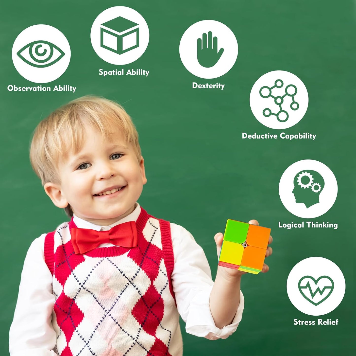 2x2 Stickerless Speed Cube Magic Puzzle Cube for Kids & Adults | Smooth Brain Teaser Toy