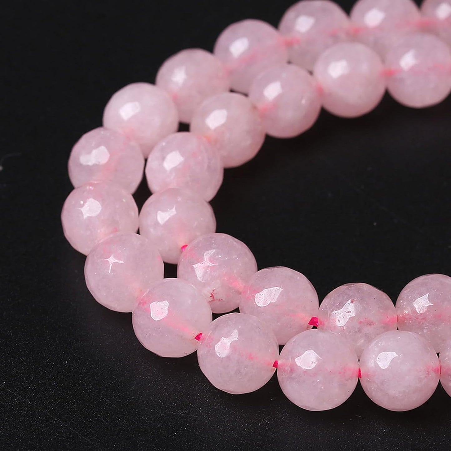 36pcs 10mm Natural Rose Pink Quartz Crystal Faceted Stone Beads for Jewelry Making Energy Healing Power Stone Beads DIY Bracelet Necklace Accessories 15" (10mm, Faceted Rose Quartz)