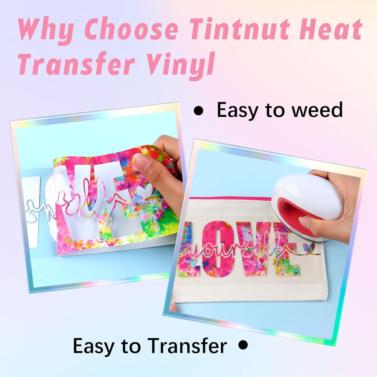Tintnut Splash Heat Transfer Vinyl - 6 Sheets 10x12 Inch HTV Ink Watercolor Iron On Vinyl for T-Shirts Hats Clothes,for Cricut & Silhouette Cameo