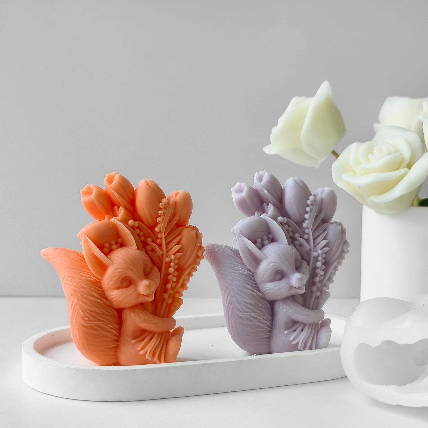 Squirrel Tulip Candle Resin Mold - Resin Casting Silicone Molds for Home Decor & Candle Making Wave Spiral Mold