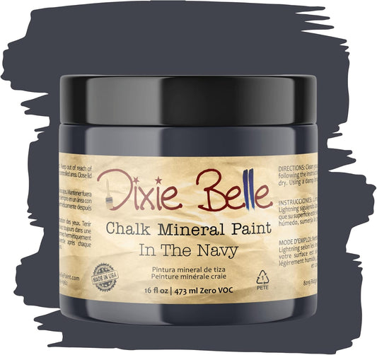 Dixie Belle Paint Company Chalk Finish Furniture Paint - In the Navy (16oz) - Matte Dark Navy Chic Chalk Mineral DIY Furniture Paint
