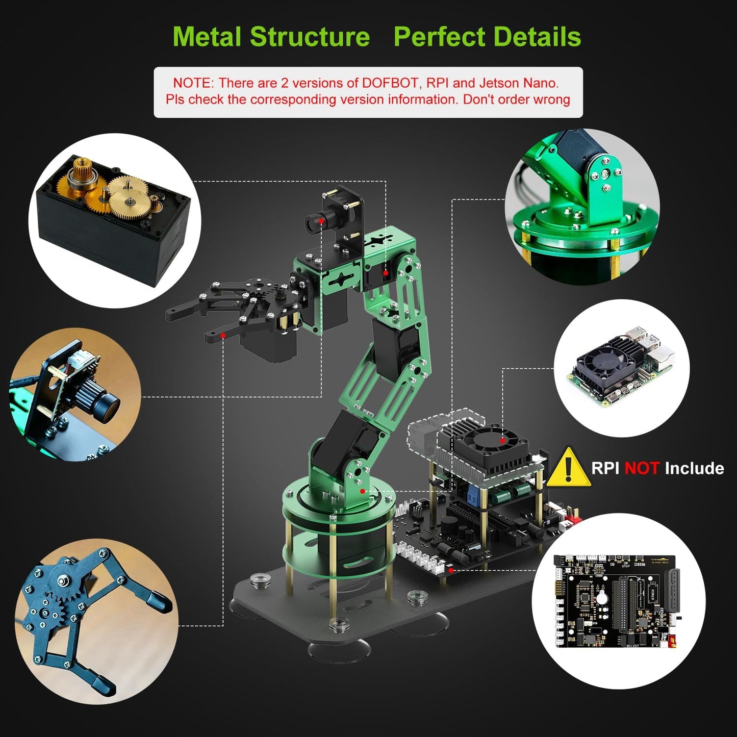 Yahboom Robot Arm Kit 6DOF for Raspberry Pi5 AI Programmable Electronic DIY Robot Hand Building with Camera for Adults ROS Open Source (RPI-DOFBOT Without Pi)