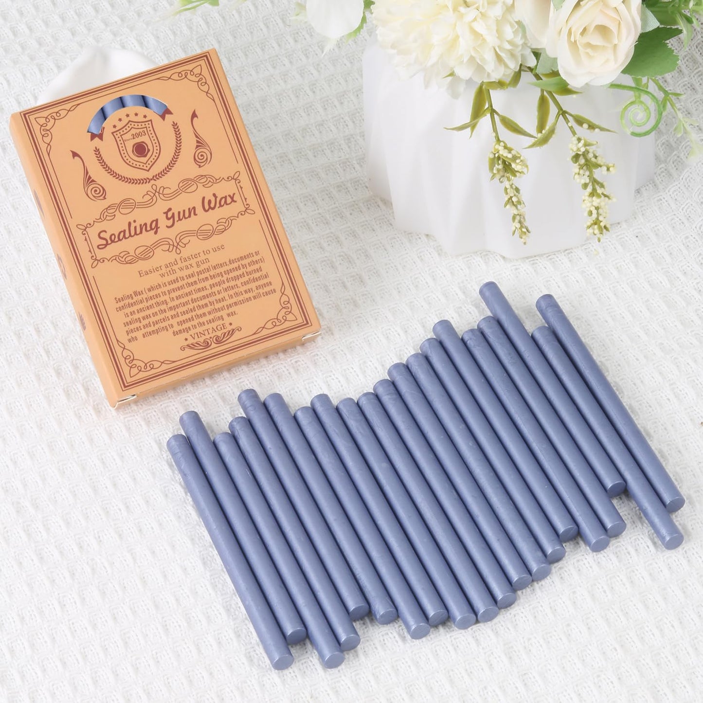 Zinc Blue Sealing Wax Sticks, WASOHLING 20Pcs Glue Gun Wax Seal Sticks for Wax Seal Stamp, Blue Wax Seals for Christmas Wedding Invitation Envelope Letter Seals, Craft Adhesive (Mini Size)