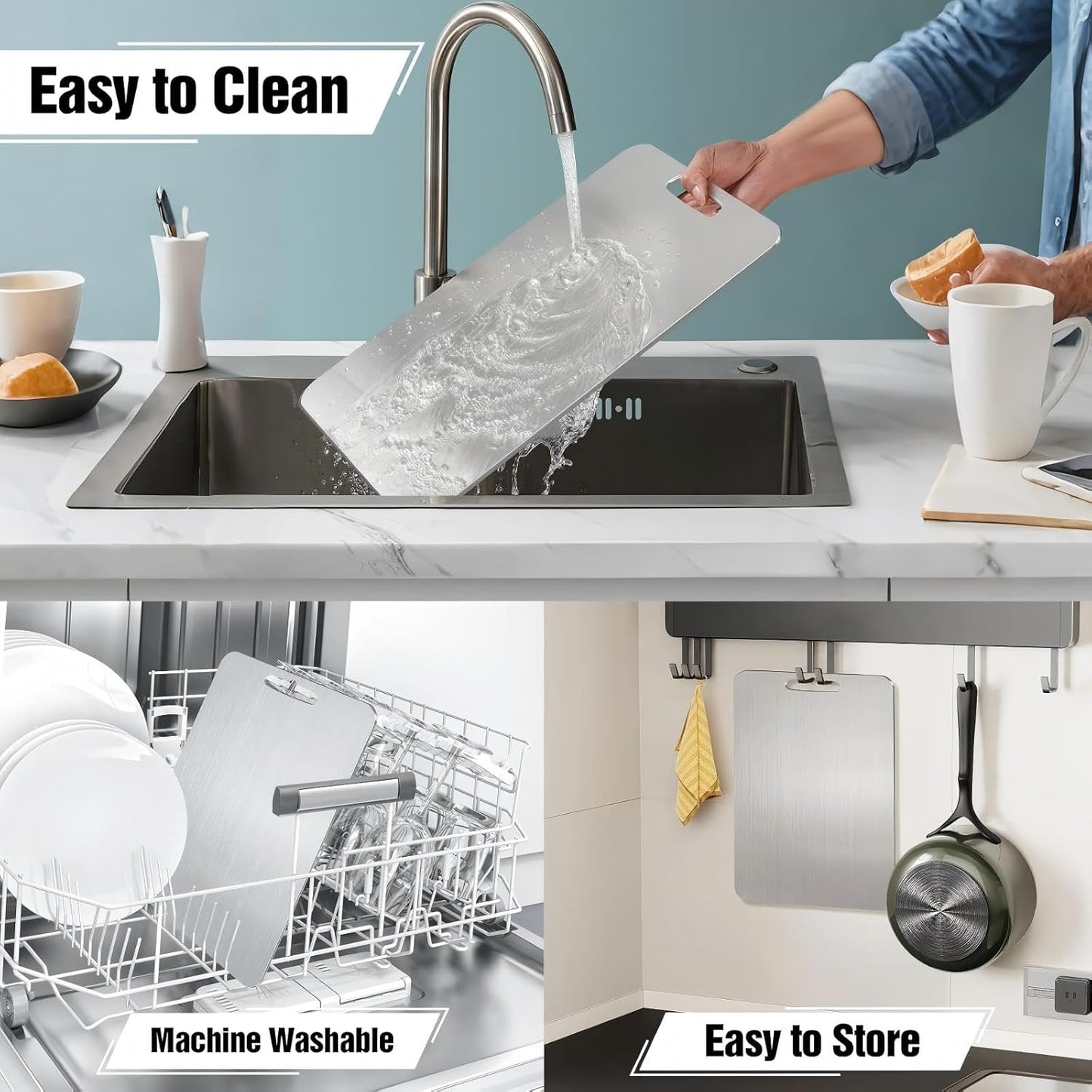 Titanium Cutting Board, Double Sided 2025 New Titanium Cutting Boards for Kitchen, Non Toxic Non Slip, Chopping Board, Dishwasher Safe, Easy to Clean (18''L x 12''W)