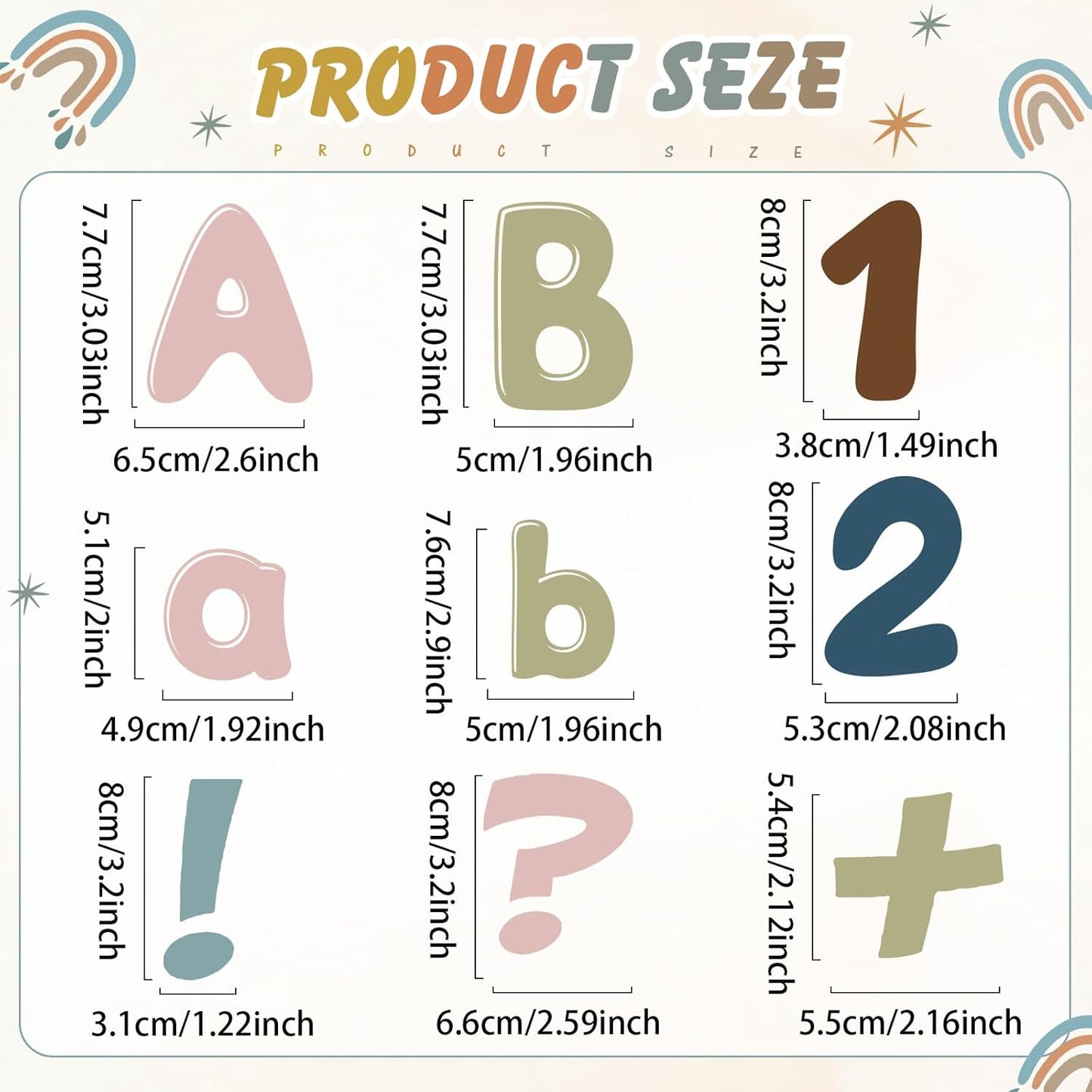 221 Pcs Bulletin Board Letters Round Alphabet Number Punctuation Symbol Combo Letter Cutouts Classroom Decoration for School Classroom Chalkboard Poster Board(Boho Round)