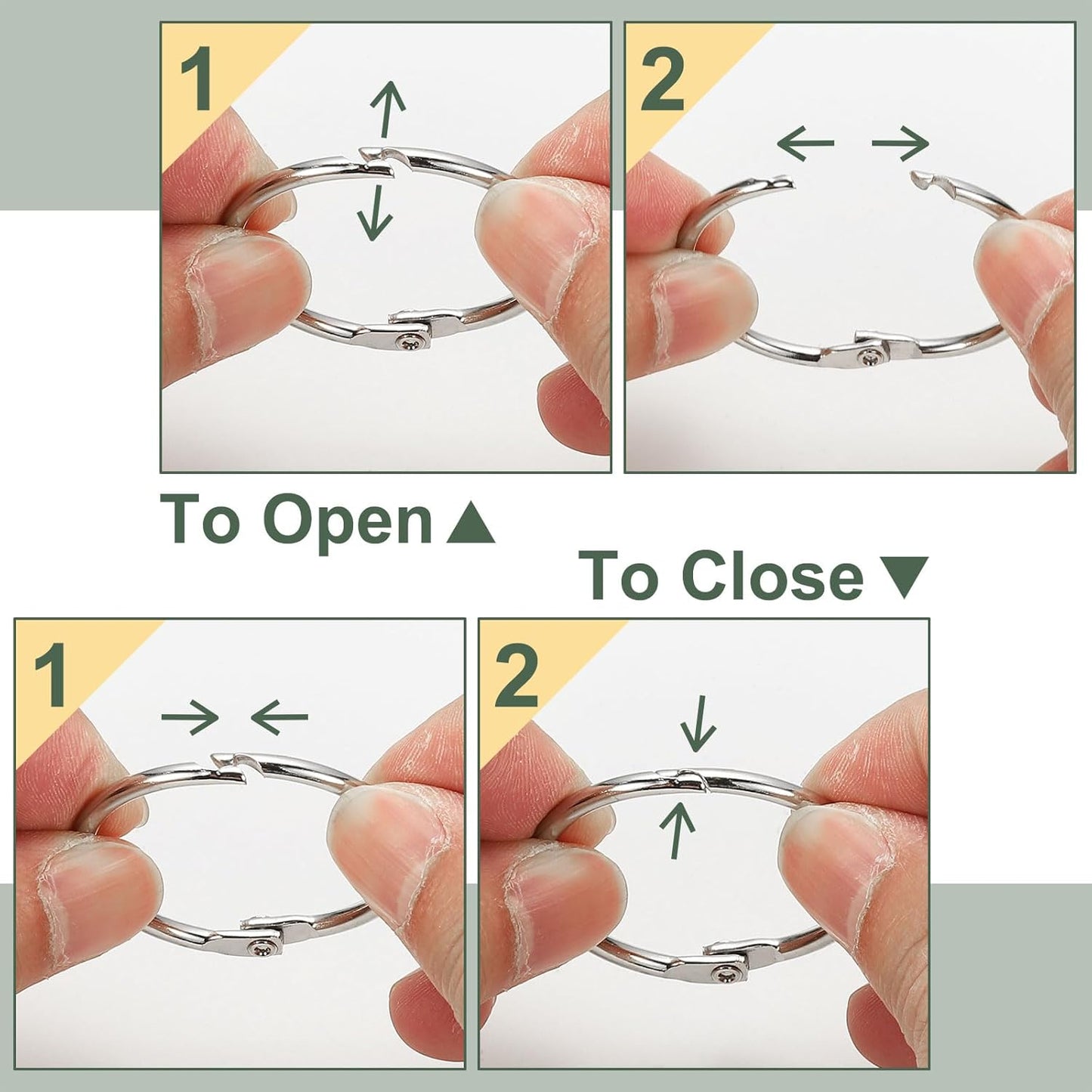 PATIKIL 1.4" x 1.6" Loose Leaf Binder Rings, 30 Pcs Metal Book Rings Nickel Keychain Ring for Paper Index Cards Flash Card Notebook Rings Office Home Book Binder, Silver Tone