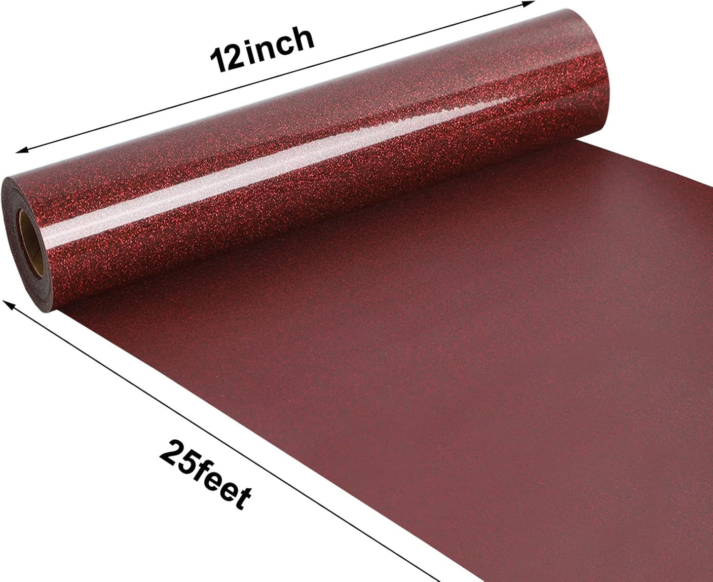 FUNKAKA Glitter Red HTV Heat Transfer Vinyl Rolls, 12" x 25ft PU Iron on Vinyl for T-Shirt Red Glitter HTV Vinyl for All Cutter Machines Easy to Cut & Weed for Heat Vinyl Design