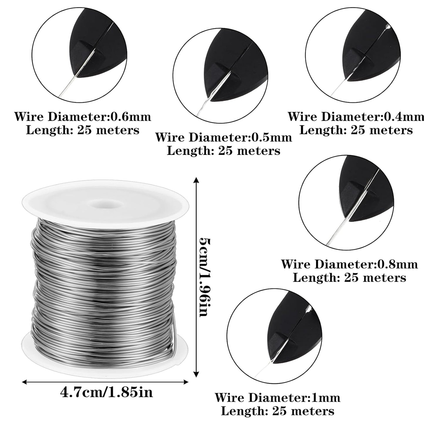 5 Rolls Jewelry Making Wire 18, 20, 22, 24, 26 Gauge Copper Craft Wire Bendable Metal Jewlery Wires Kit Silver Beading Wires for Jewelry Making Supplies and Crafting, 5 Size(Silver)