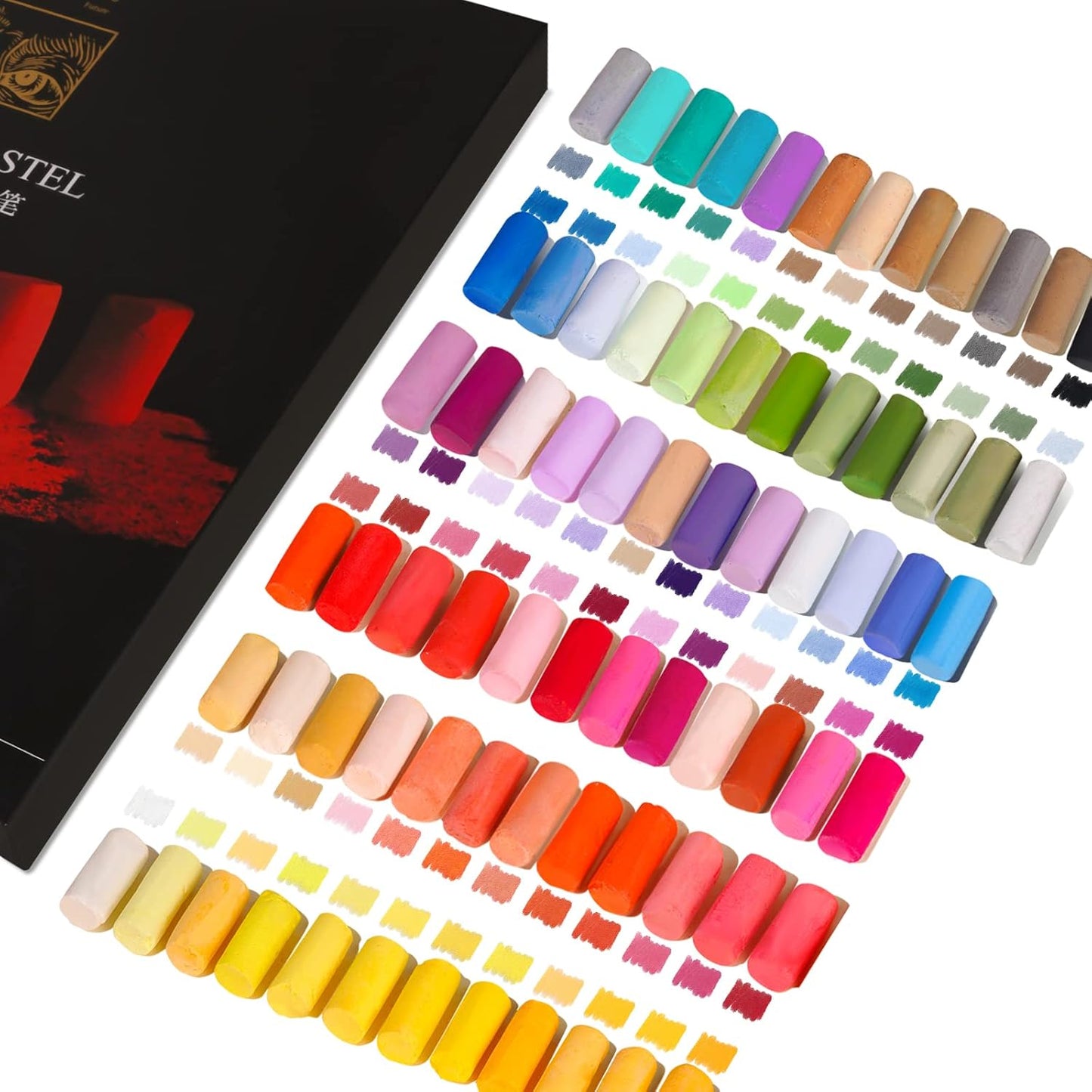 Paul Rubens Professional Soft Pastels, Handmade 72 Vibrant Colors Chalk Pastels Smooth and High Adhesion for Painting, Drawing, Blending, Crafting, Ideal Art Supplies for Artists, Beginners