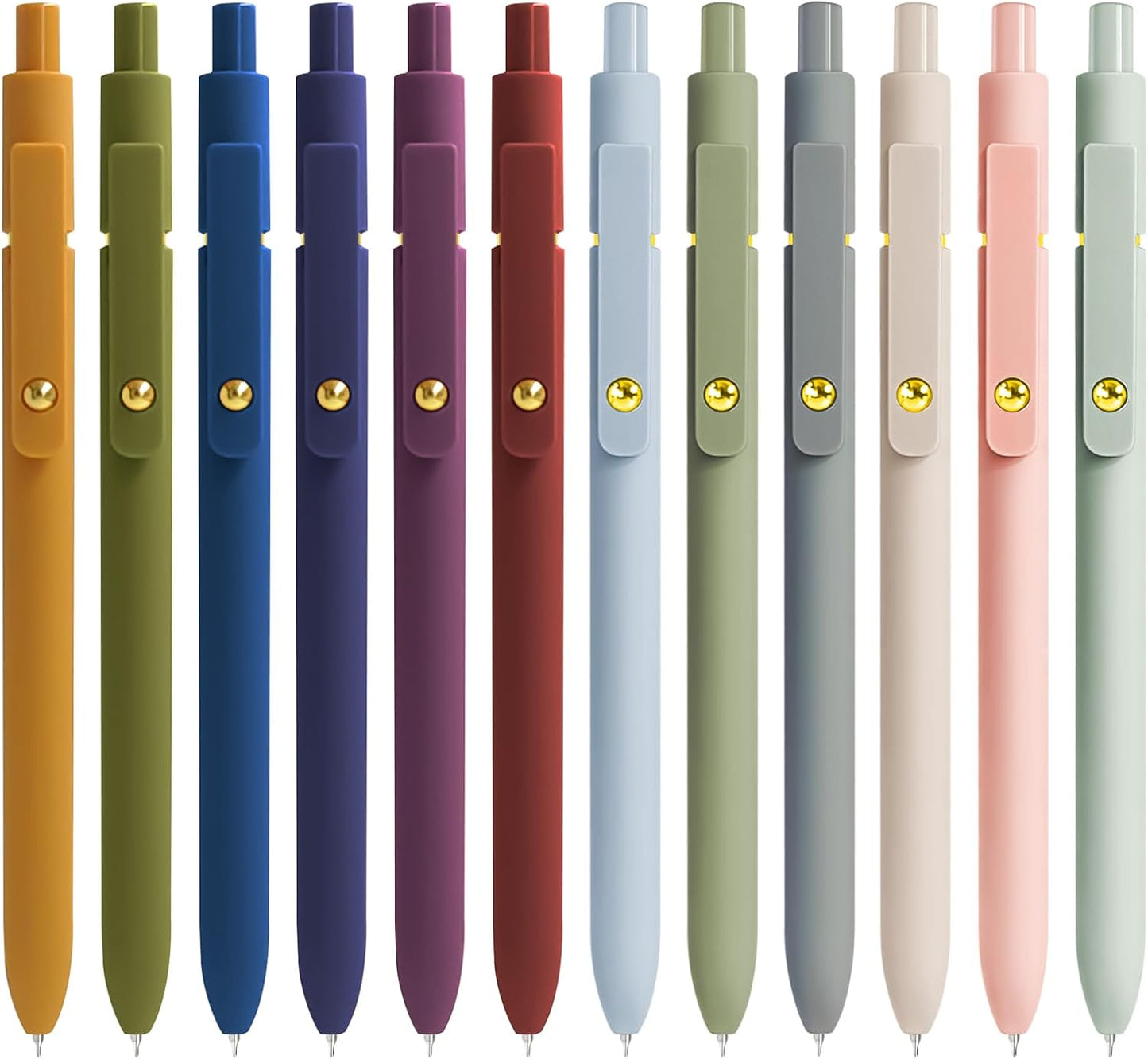 Gel Pens, 12 Pcs 0.5mm Fine Point Smooth Writing Pens Cute Pens, High-End Series Black Ink Pens for Journaling Note Taking, School Office Supplies for Women Men (12 Pcs Gold Mixed colors)