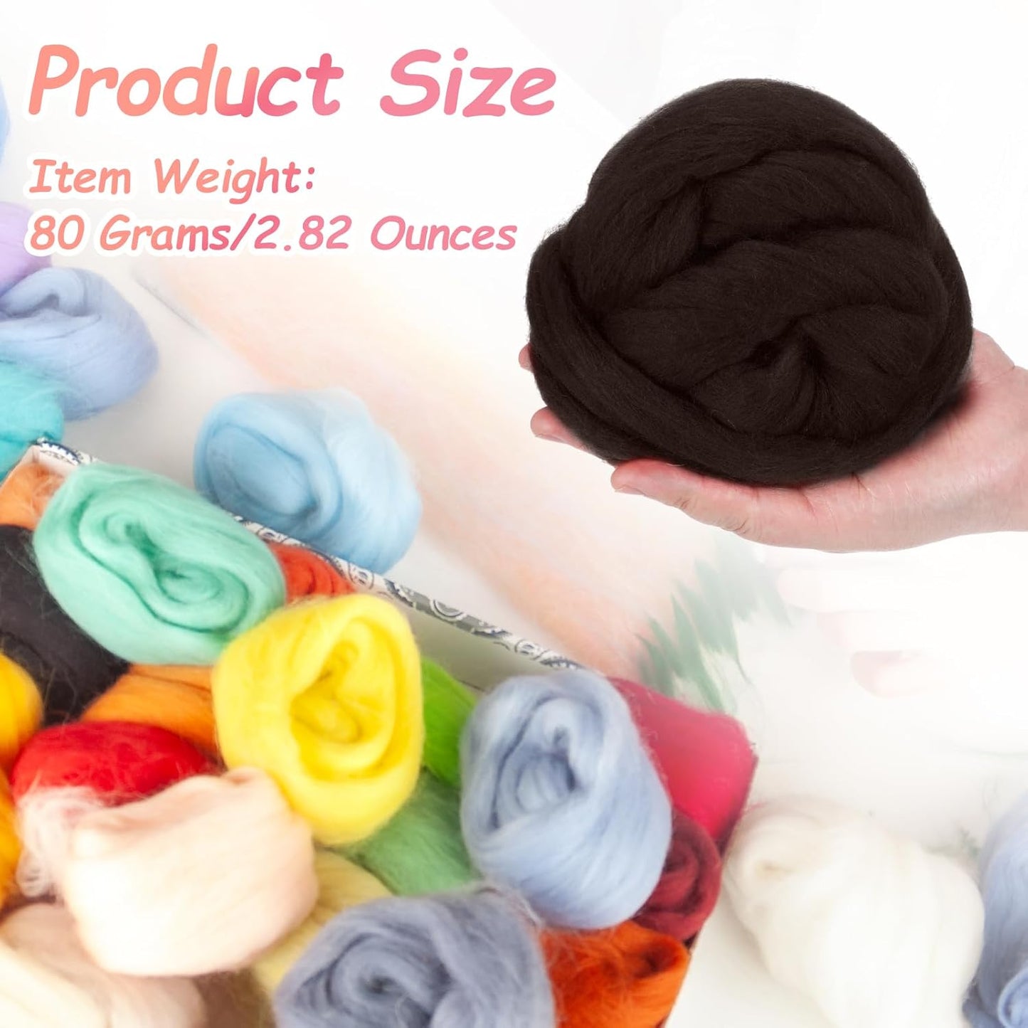 PATIKIL Wool Roving Yarn, 80G/2.82OZ Soft Felting Wool Pure Chunky Roving Yarn Bulk for Needle Felting Knitting Blanket Spinning Weaving DIY Craft, Deep Brown