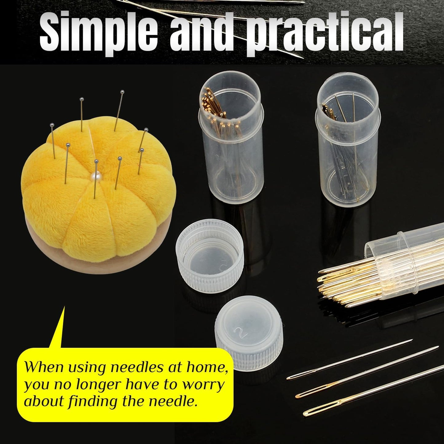 Uxney Pin Cushion,Wooden Sewing Pin Cushion Pincushion Needle Cushion for Sewing Quilting Needlework DIY Crafts(Yellow,2 PCS)