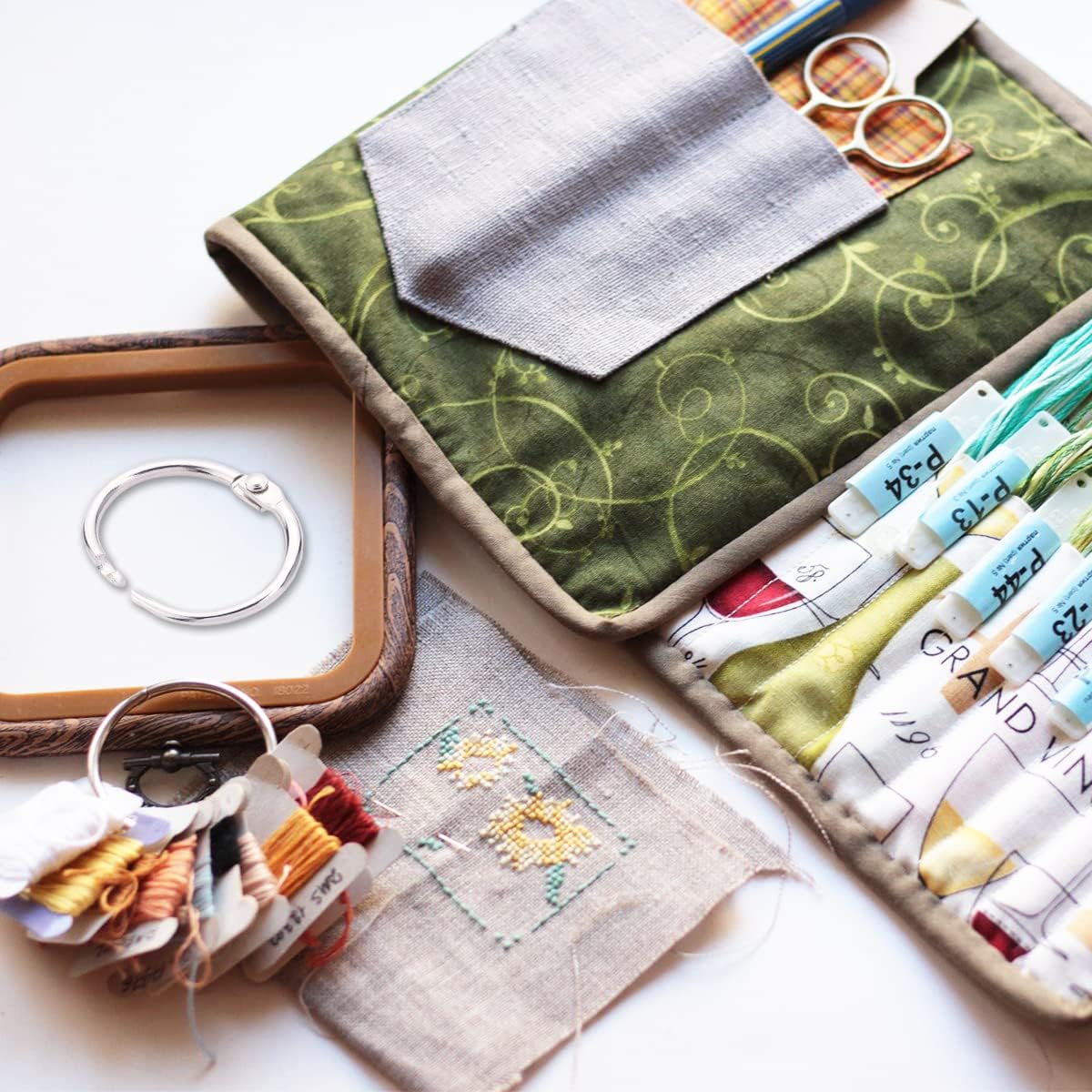 CooBigo 50 Pack Binder - 1-1/4-Inch Metal Ring Holder for Loose Leaf Paper, Index Card, Flash Card Organizer, Keychain - Silver