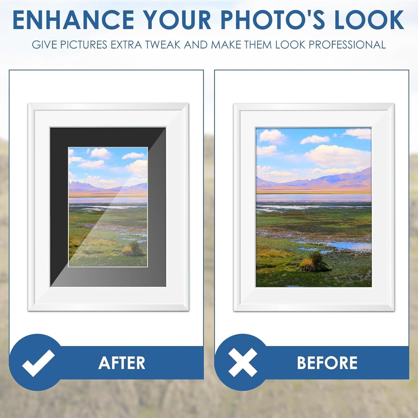 18 Pack Picture Mats, 8x10 for 6x8 Picture Frame Mats, Acid Free Core Bevel Cut Picture Frame Mattes for Photos Artworks Prints (Black)