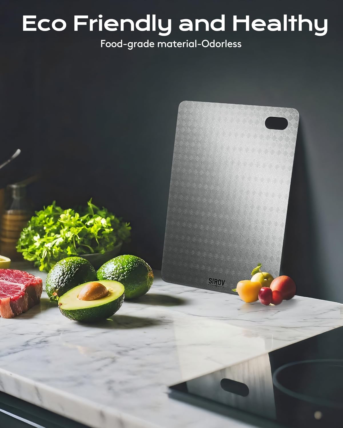 Titanium Cutting Board, 100% Pure Titanium Cutting Boards for Kitchen, Non Toxic Food-Grade Chopping Board, Hygienic, Dishwasher Safe, Chessboard Pattern Cutting Board 13”L*10”W