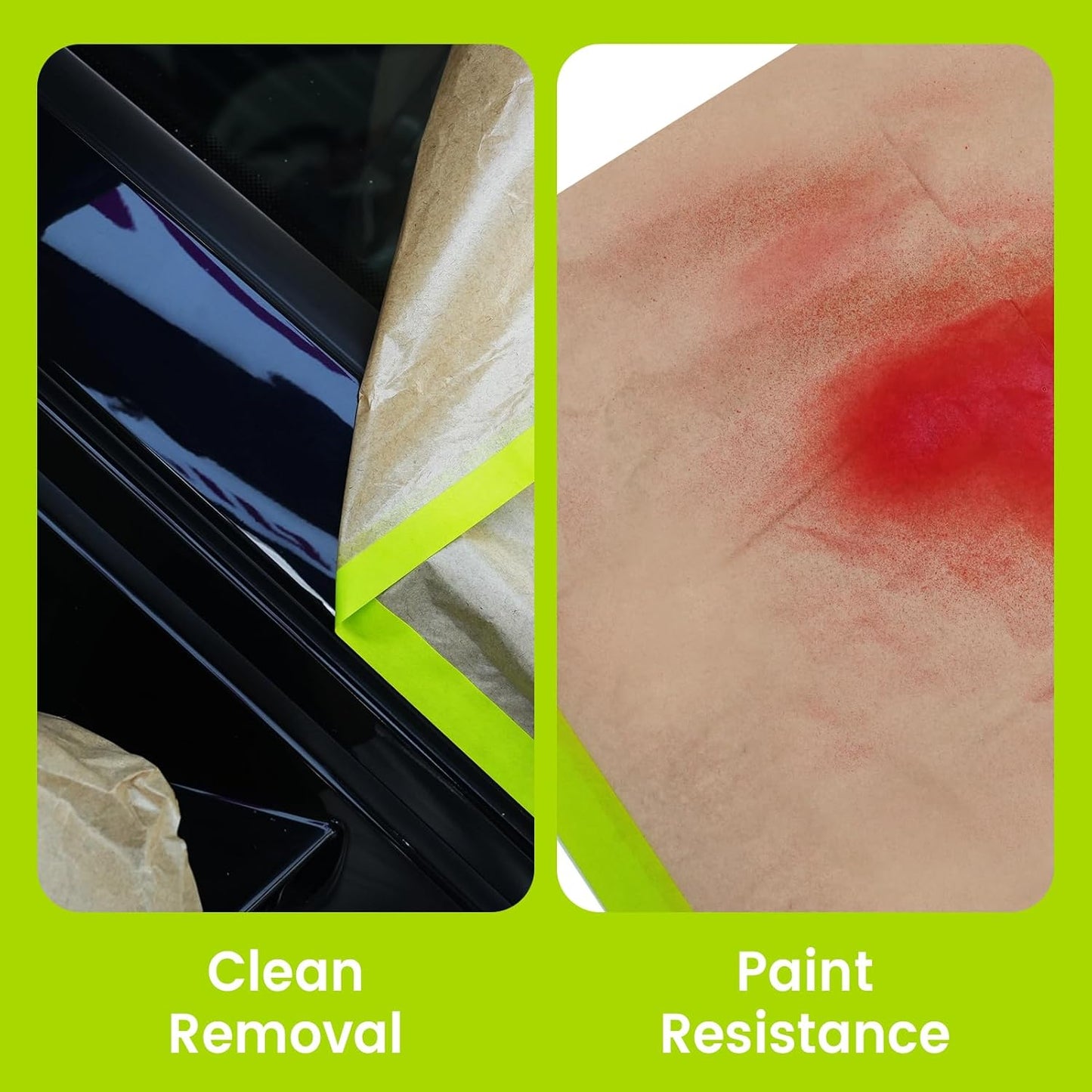 ADHES Pre-Taped Masking Paper for Painting, 3 Rolls 24 Inch x 50 Feet Tape and Drape Painters Paper Roll with Masking Tape, Automotive Paint Masking Paper for Cars, Walls, Floors, Furniture Protection