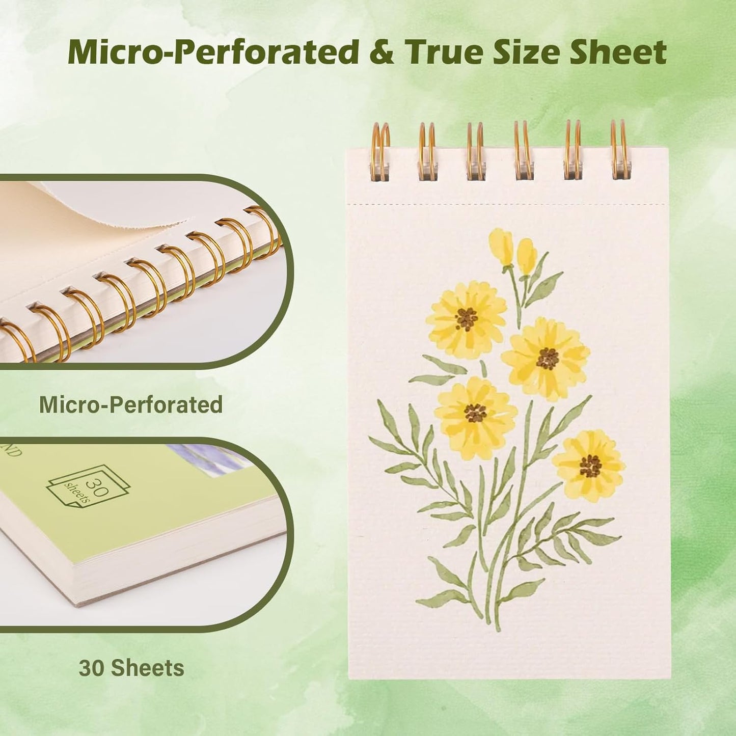Watercolor Paper Pad 3.5x5.5 Inch | 30 Sheets 140lb/300g,Spiral-Bound, Tear-Resistant & No-Bleed | Artist-Grade for Water Color Paper/Ink | Compact Travel Sketchbook (Adults, Students, Outdoor)