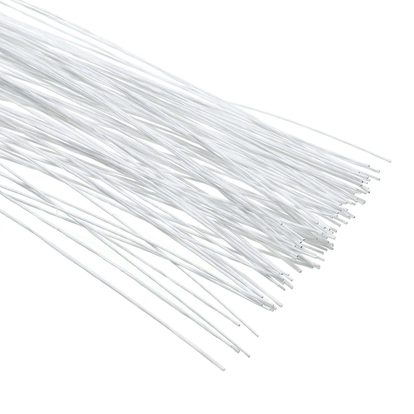 PATIKIL 26 Gauge 16" Floral Stem Wire, 100 Pcs Paper Wrapped Iron Artificial Flower Stem Accessories for DIY Bouquet Stem and Craft Decoration, White