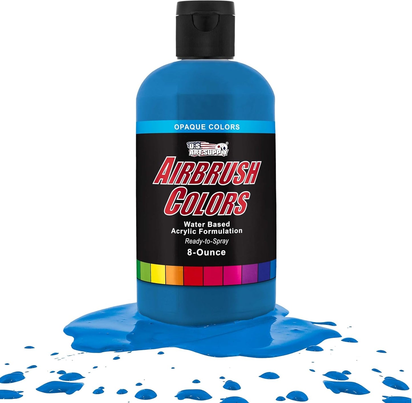 U.S. Art Supply Opaque Lake Blue Acrylic Special Effects Airbrush Paint - 8oz Ready to Spray Air Brush Paint for Nails, Models, Fabric - Water-Based Air Brush Painting