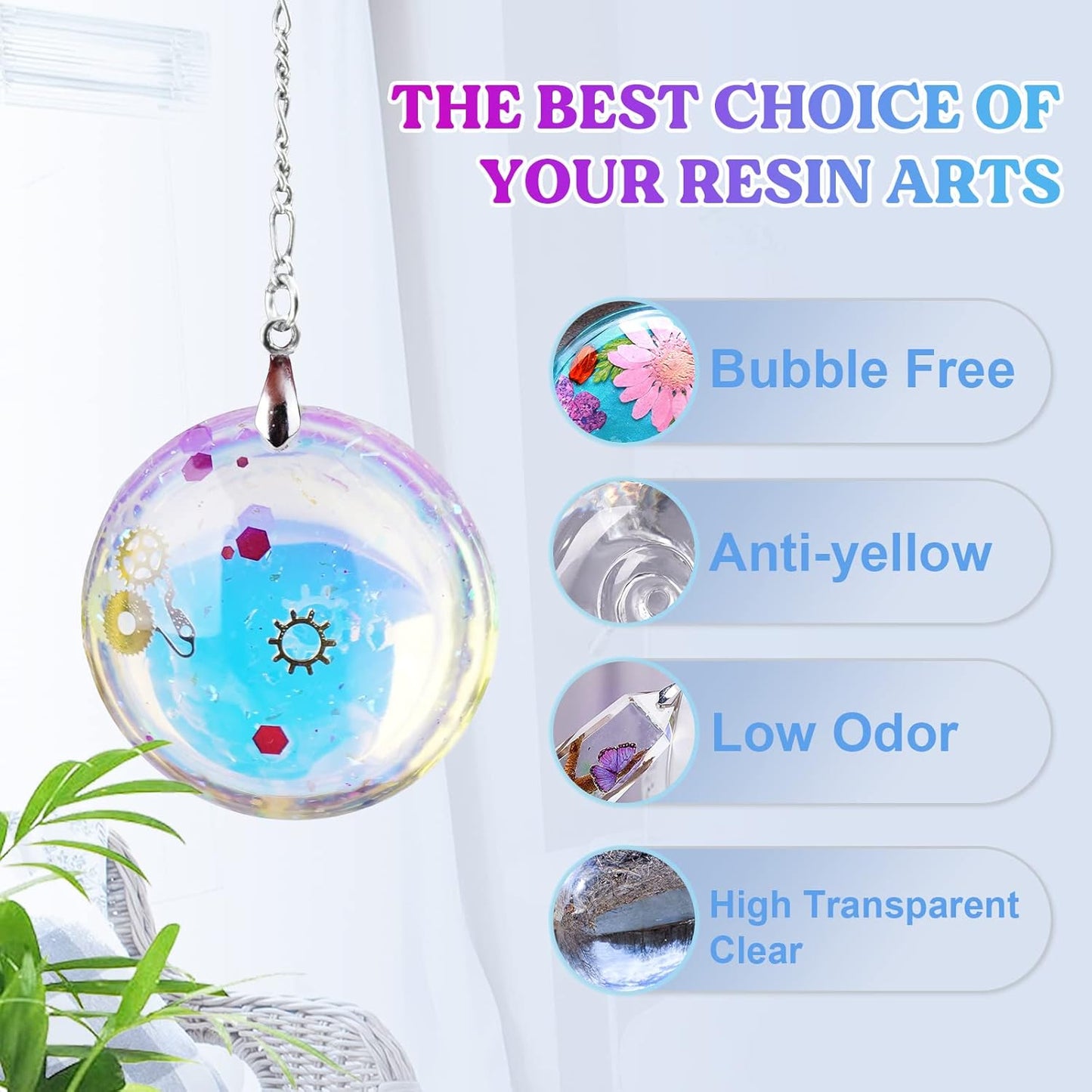 LET'S RESIN UV Resin, 1500g Odorless, Low Shrinkage, Clear Ultraviolet Epoxy Resin with Silicone Measuring Cups, for Jewelry, Molds, Craft Decoration