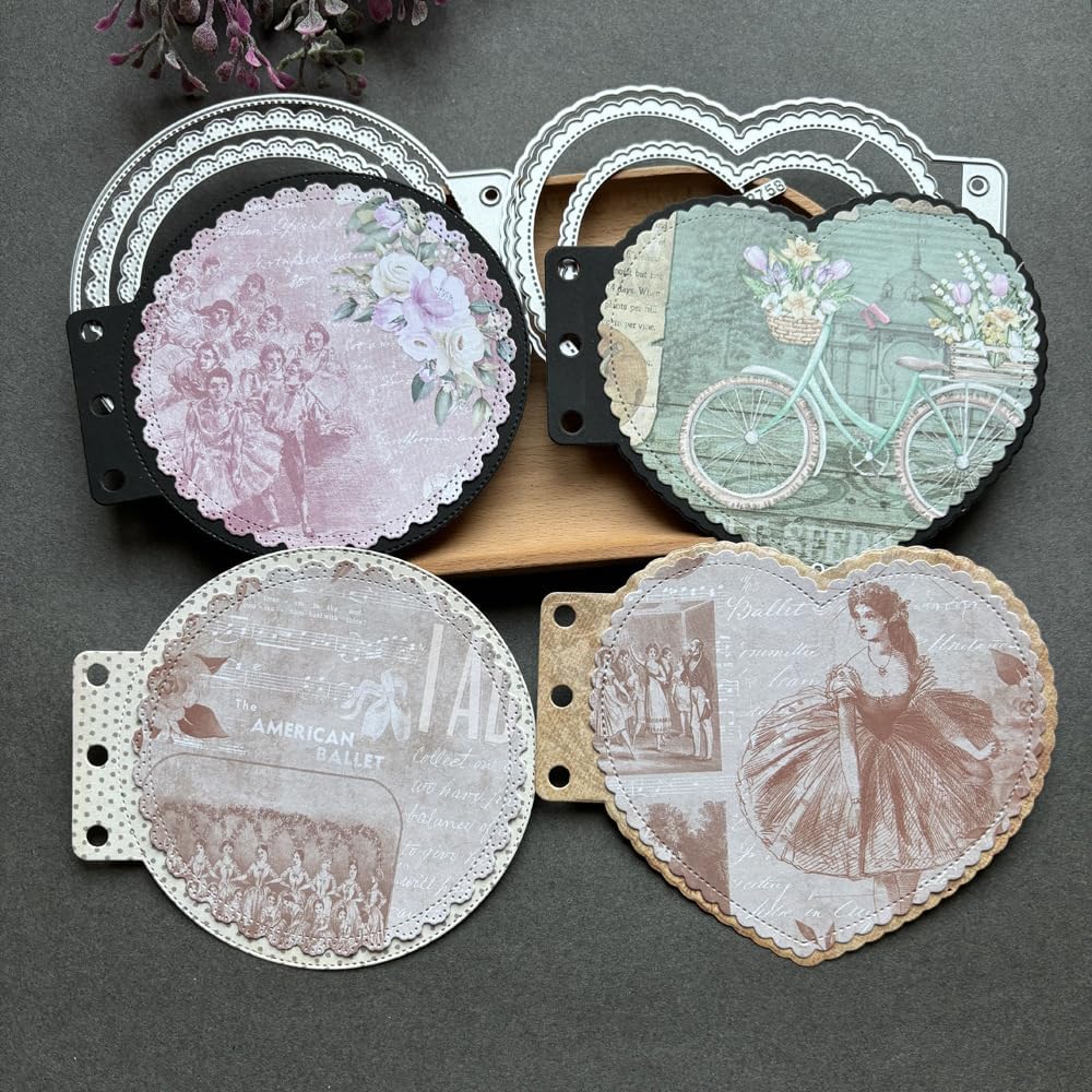 Circle Loose-Leaf Lace Die Cuts for Card Making, Background Frame Cutting Dies DIY Album Scrapbooking Decor Paper Craft Metal Die Cuts Party Wedding Decorations