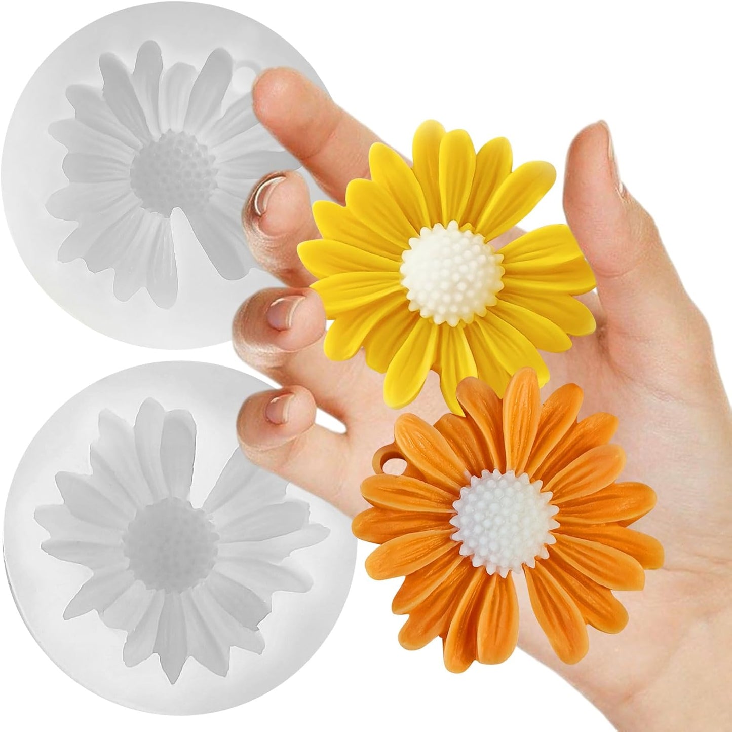 2 Pack Daisy Flower Mold - 2 Style - Resin Casting Silicone Molds for Home Decor & Candle Making Wave Spiral Mold