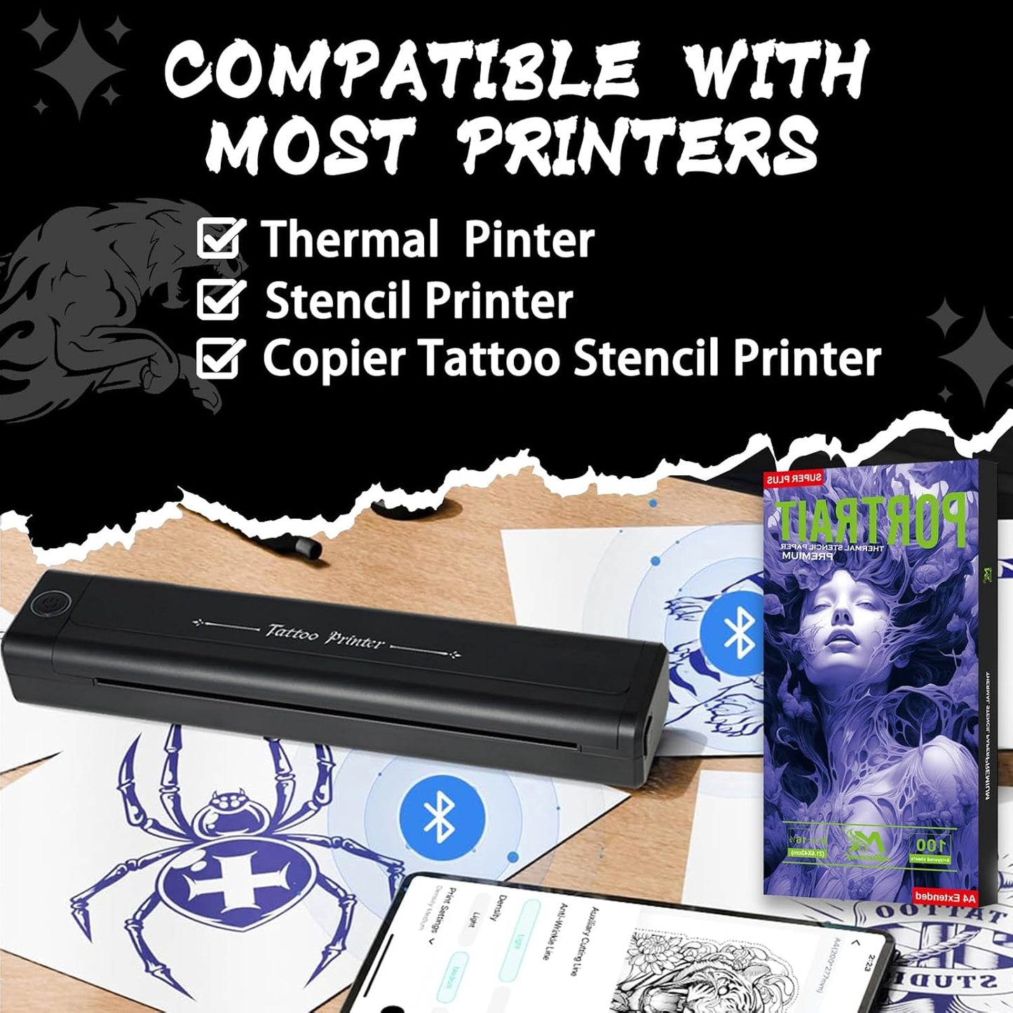 2025 NEW Extended Tattoo transfer paper,100 Sheets Premium Stencil Transfer Paper for Tattooing，4 Layers 8.5" X 16.5"