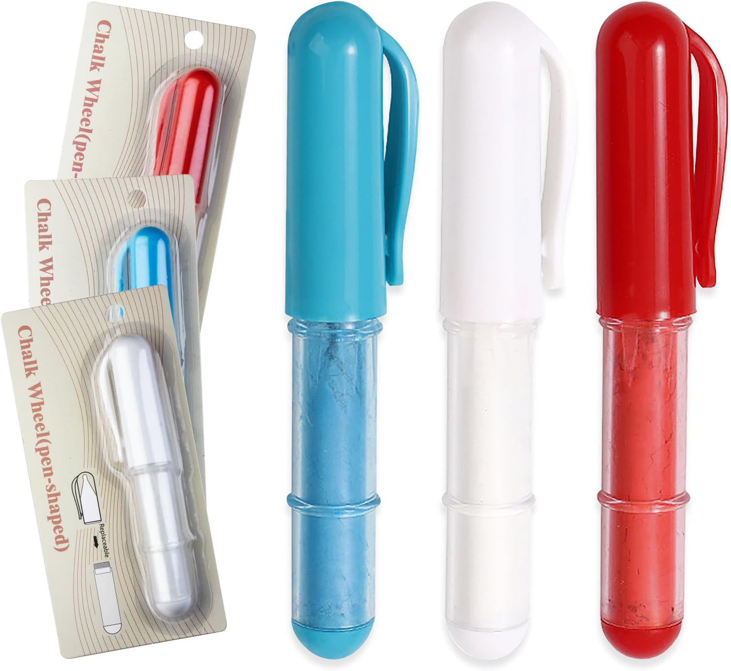 3PCS Sewing Chalk for Fabric, Wipeable and Washable Fabric Chalk for Sewing, Tailors Chalk for Fabric Etailed Marking on Fabrics, Cottons, Leathers - Blue, White, Red