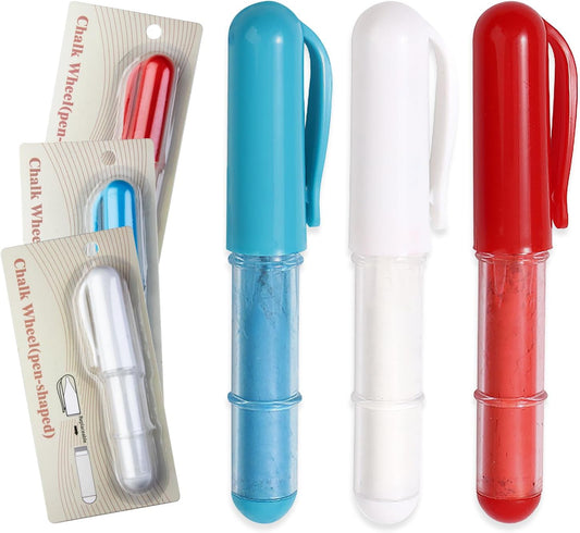 3PCS Sewing Chalk for Fabric, Wipeable and Washable Fabric Chalk for Sewing, Tailors Chalk for Fabric Etailed Marking on Fabrics, Cottons, Leathers - Blue, White, Red