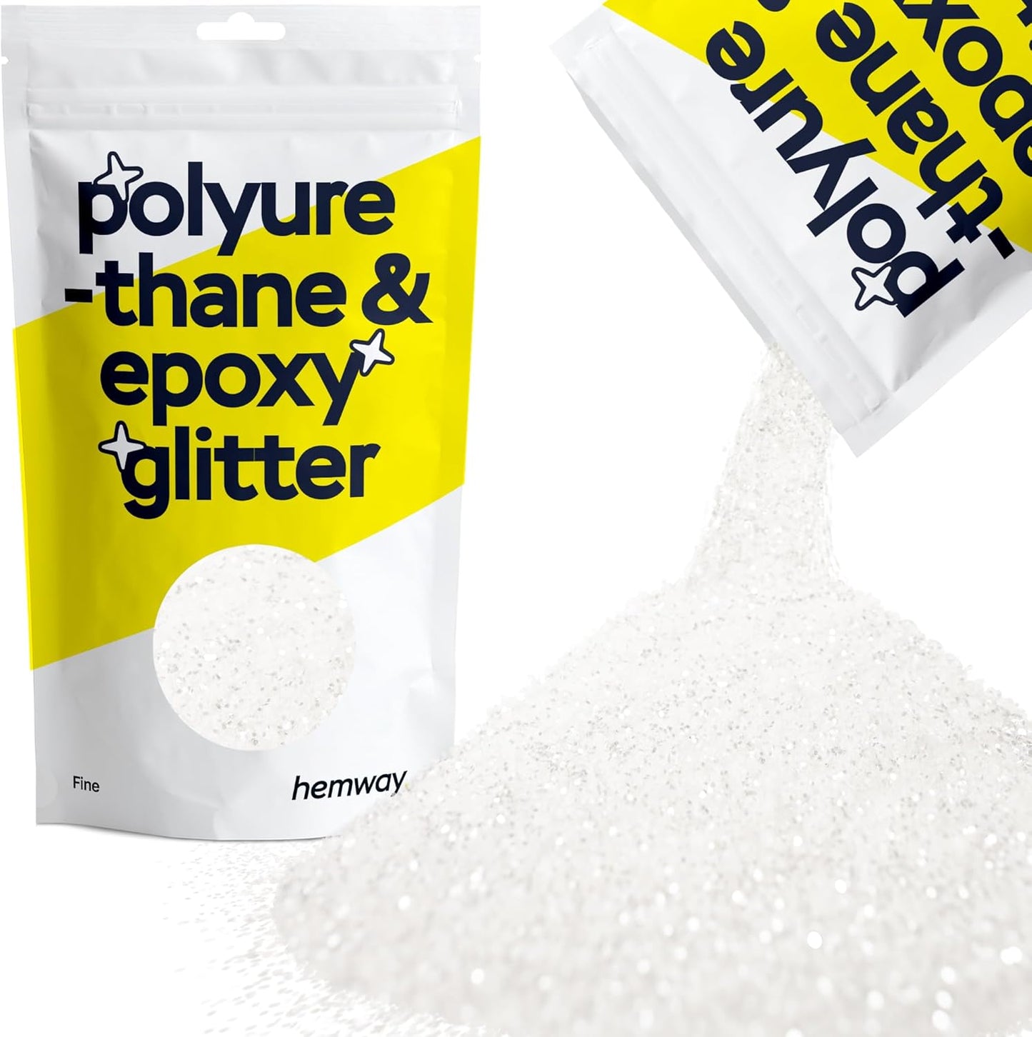 Hemway Polyurethane & Epoxy Resin Glitter 100g / 3.5oz Metallic Crystal Flake Additive for Flooring Jewelry Tumblers Glass Pigment - Fine (1/64" 0.015" 0.4mm) - White Iridescent