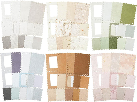 Vintage Scrapbook Paper Set, 144 PCS Textured Craft Paper Kit with Glue Tape for Journaling, Scrapbooking, DIY Crafts, and Art Supplies