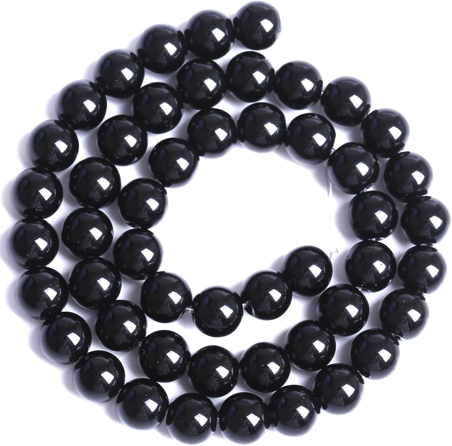 10MM Natural Black Agate Gemstone Beads Round Loose Stone Beads for Jewelry and Bracelets Making 72pcs 2 Strands 32