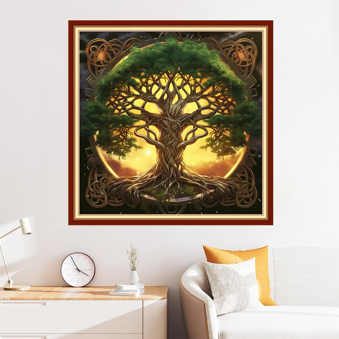 Disxvivy Cross Stitch Stamped Full Embroidery Kits DIY 11CT Cotton Thread Printed DIY Needlepoint Kits Craft Needlework Set Cross-Stitch Stamped Sets-Magic Tree 18x18 inch