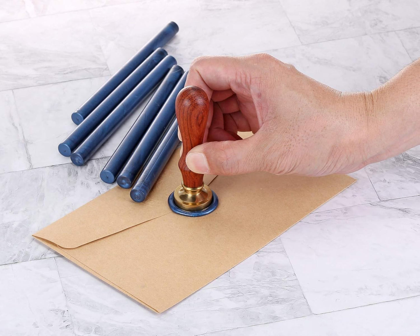 Yoption 15 Pieces Glue Gun Sealing Wax Sticks for Wax Seal Stamp, Great for Wedding Invitations, Cards, Envelopes (Blue)