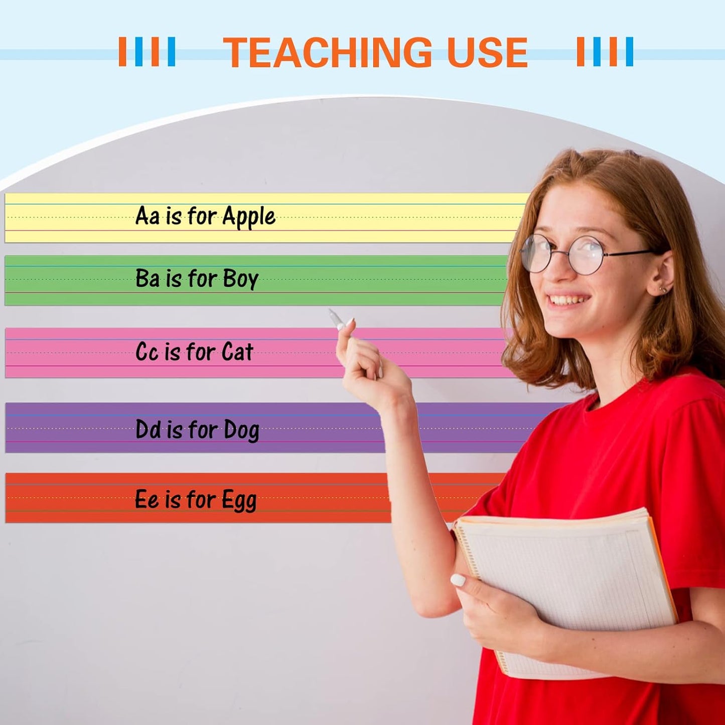 Faccito 12 Pieces Large Magnetic Sentence Strips 3 x 36 inch Dry Erase Sentence Strips Jumbo Multicolor Magnetic Handwriting Paper with Lines for Teacher Whiteboard Classroom School Supplies