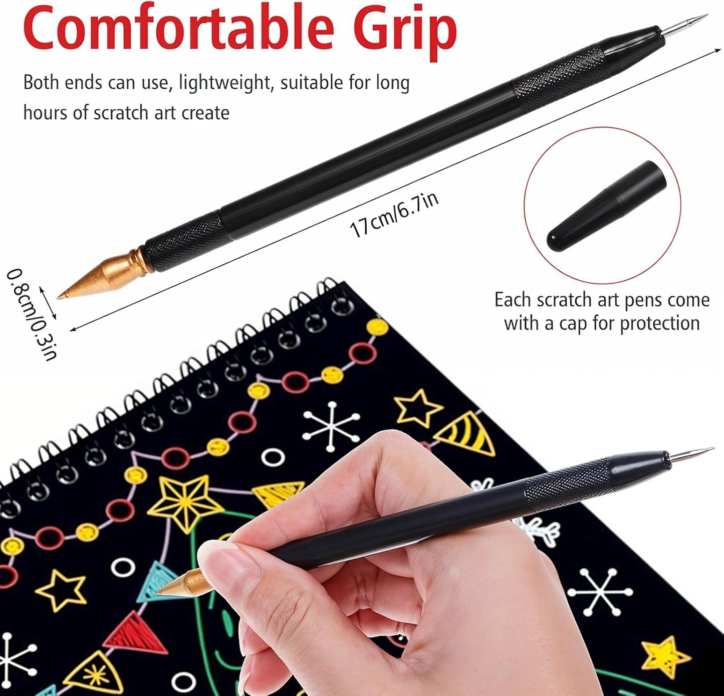 14Pcs Scratch Art Tools, Dual Tip Scratch Coloring Stylus Paper Art Kit for Adults, Complete Scratch Art Tools Set for DIY Painting and Drawing