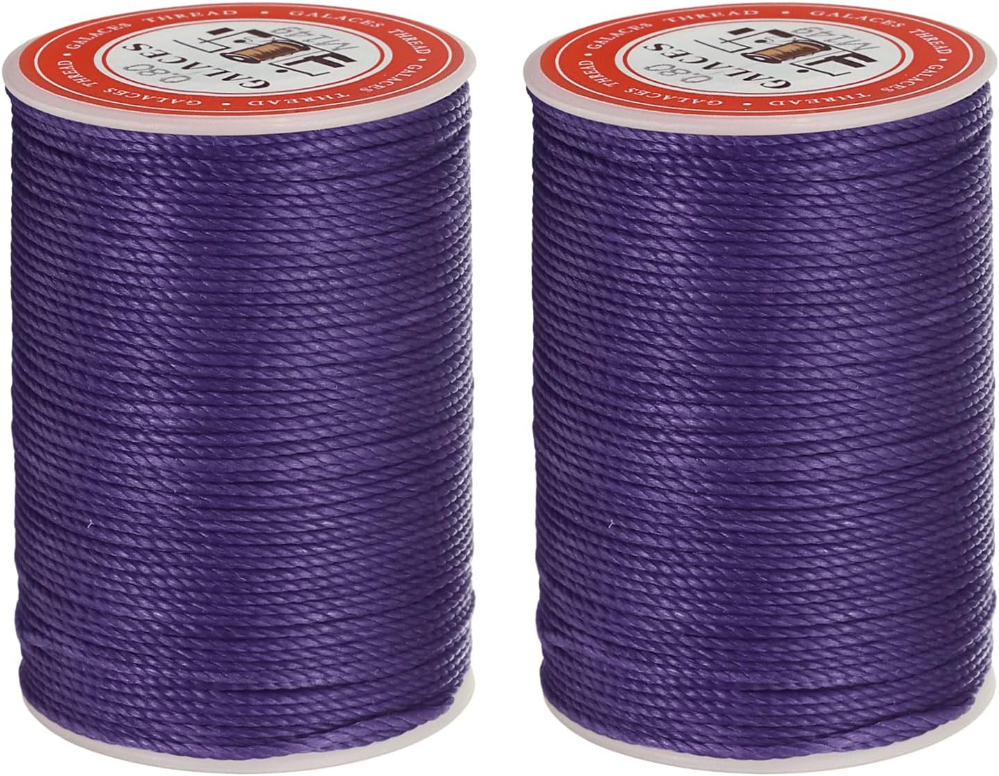 uxcell Round Leather Sewing Waxed Thread, 55m / 60 Yards Polyester Wax String, 0.80mm Wax Stitching Cord for Leather Crafts, Bookbinding, Bracelets Braided, Dark Purple, 2pcs