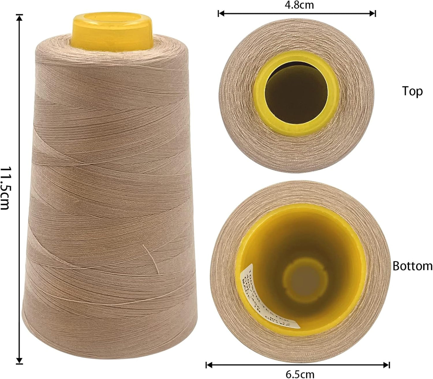 Tortoise 4 Cones of 3000 Yards Each Spool Thread for All Purpose, Serger, Overlock, Quilting, Sewing Machine - 100% Polyester, 40S/2 Dark Cream