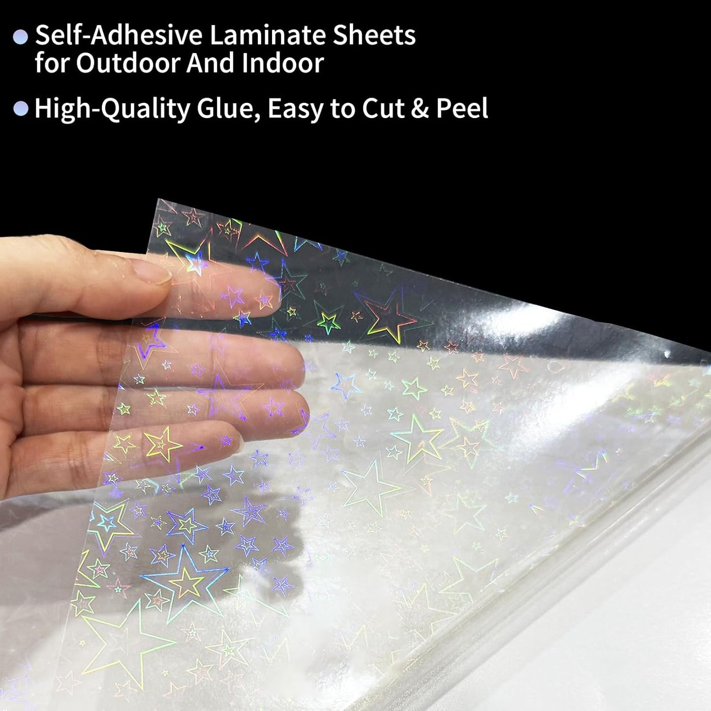 36 Sheets Holographic Sticker Paper,Holographic Laminate Sheets,A4 Size Clear Vinyl Sticker Sheets Self-Adhesive Rainbow Overlay Sheets with 6 Styles Mixed,11.7 x 8.3 Inches