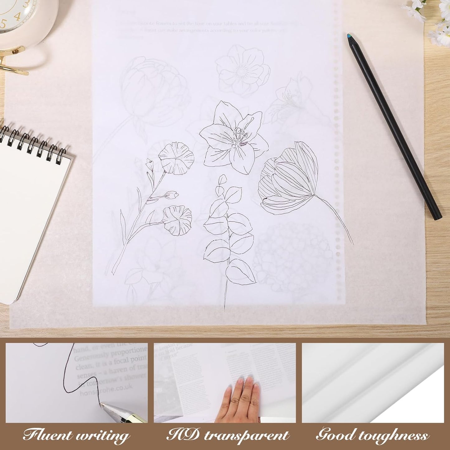 Tracing Paper Roll 12in x 50yd, White Trace Paper Pattern Paper Translucent Tracing Paper for Sewing, Drawing, Sketching, Gift Wrapping