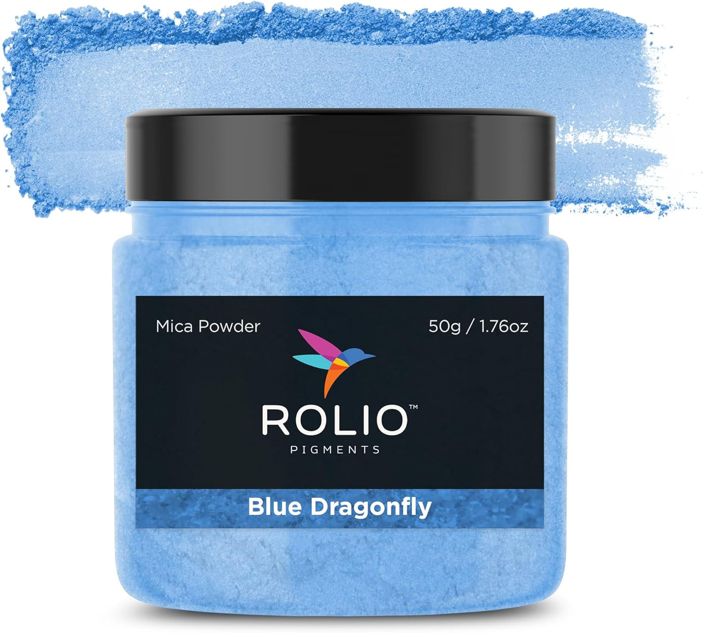 Rolio Premium Mica Powder - Blue Dragonfly (50G / 1.76oz) - 1 Jar of Blue Pigment Powder for Epoxy Resin, Dye, Soap Making, Nail Polish, Paint, Candle Making, Bath Bombs, Slime