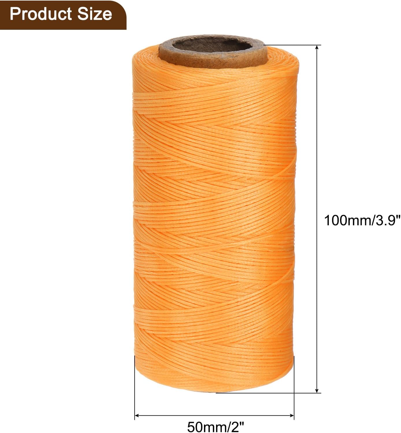 uxcell 150D 0.8mm Flat Waxed Thread 284 Yards Polyester Leather Sewing Waxed String Hand Stitching Waxed Cord for Leather Stitching Sewing Bookbinding DIY Craft Orange Yellow